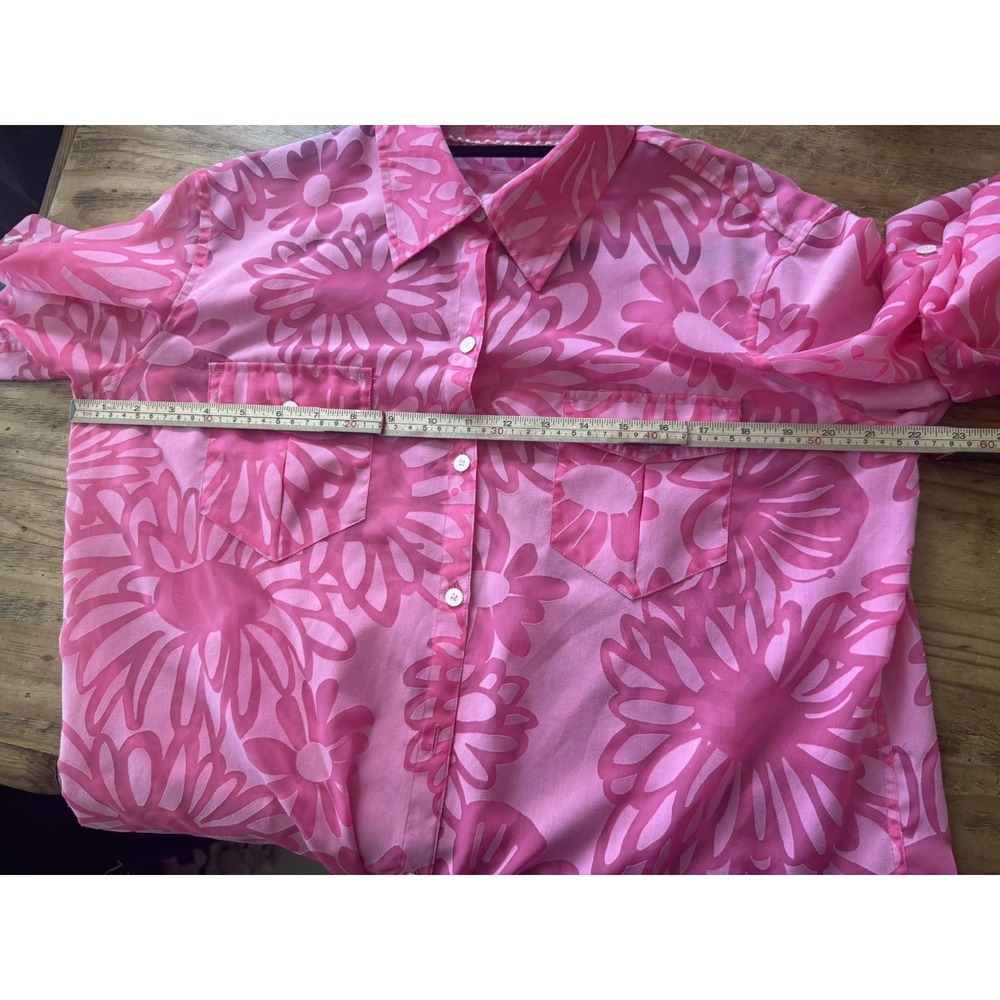 Lilly Pulitzer Pink Shirt Resort Fit Button Up Floral Sheer Beach Sz XL - Picture 10 of 12
